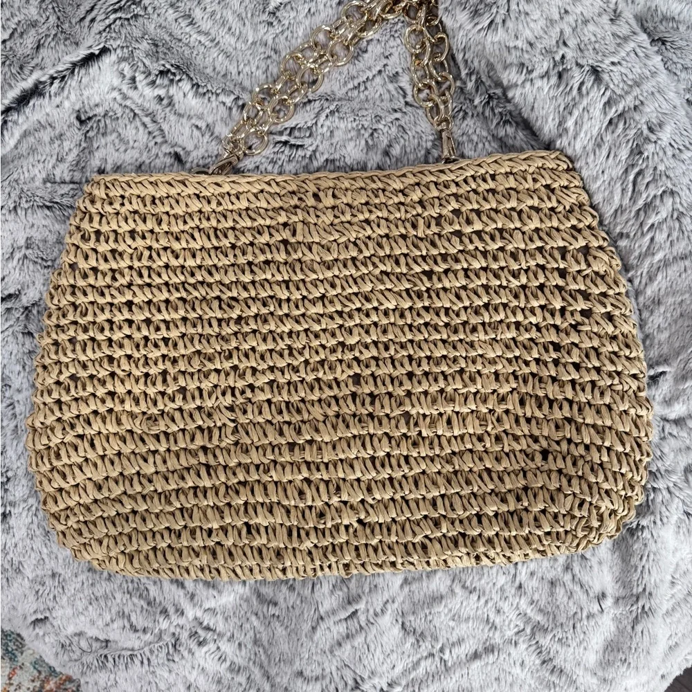 Kate Spade Amelia Jeweled Shoulder Bag raffia version with removable chain strap - Picture 6 of 6